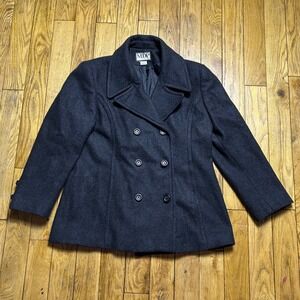 Vintage Mario De Pinto MDP Charcoal Gray Wool Blend Double Breasted Pea Coat L